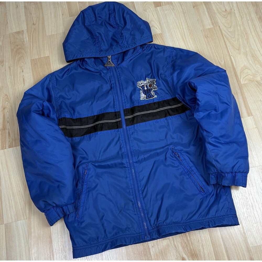 Vintage 90s Kentucky Wildcats Embroidered Puffer Jacket / Blue / Youth Medium